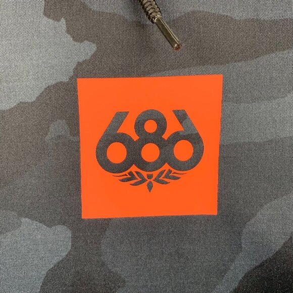 686 Mens Small Blue Camo Hoodie Long Sleeve Bonded Fleece Pullover Snowboarding - Picture 2 of 12